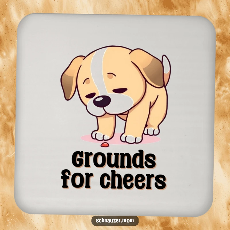 Funny Drink Coaster: A dog lowers its head, intently examining the ground with a look of deep focus and curiosity.