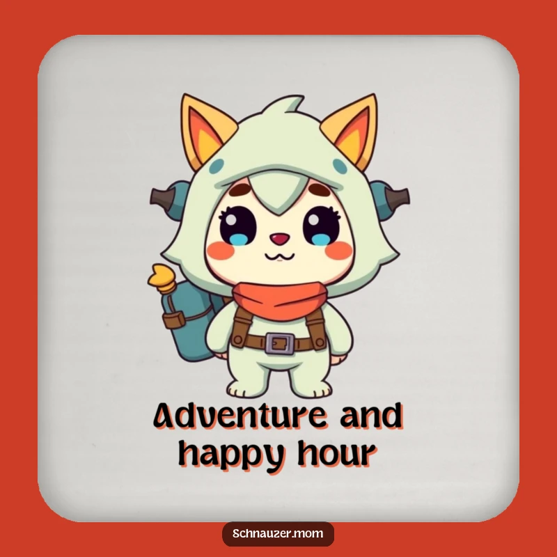 Funny Drink Coaster Set: Adventure Grinning Character, Perfect Bar Accessory Gift