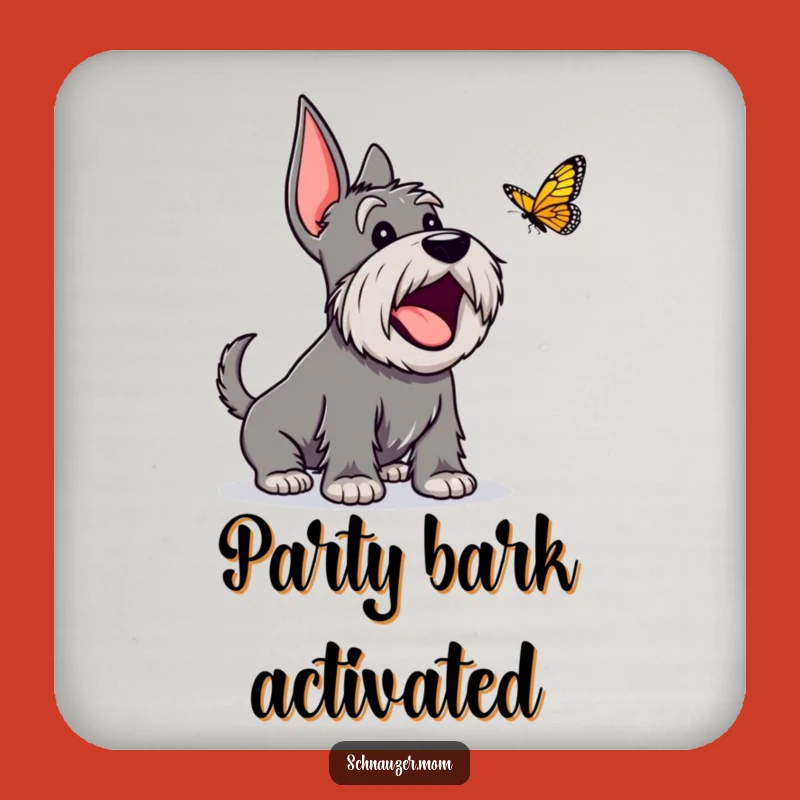 Funny Excited Schnauzer Coaster: Protect Surfaces with Barking Bliss!