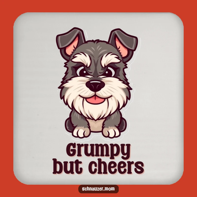 Funny Grumpy Schnauzer Smile Coaster Set - Relatable Surface Protection Gift.