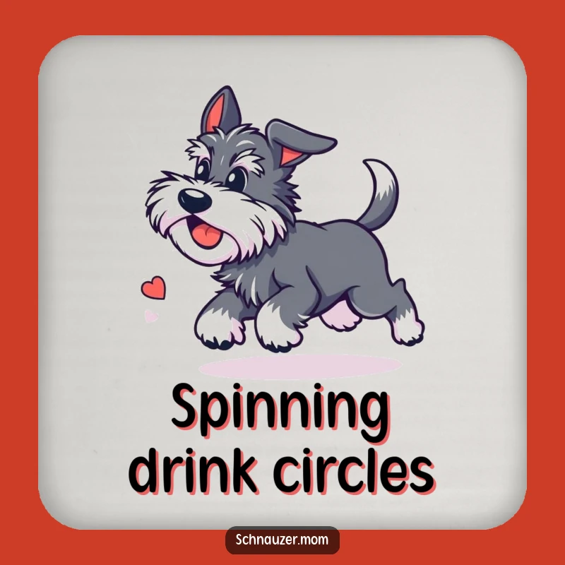 Funny Kawaii Schnauzer Coasters - Dizzy Tail Chase Drink Set Gift