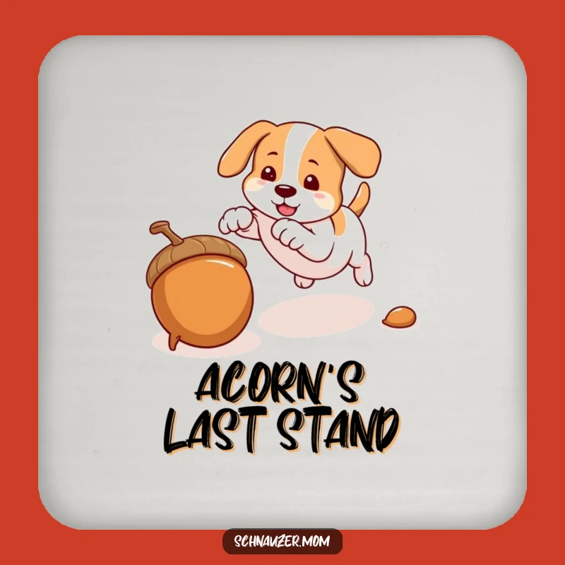 Funny Pouncing Dog Acorn Coaster - Hilarious Drink Protector for Playful Homes