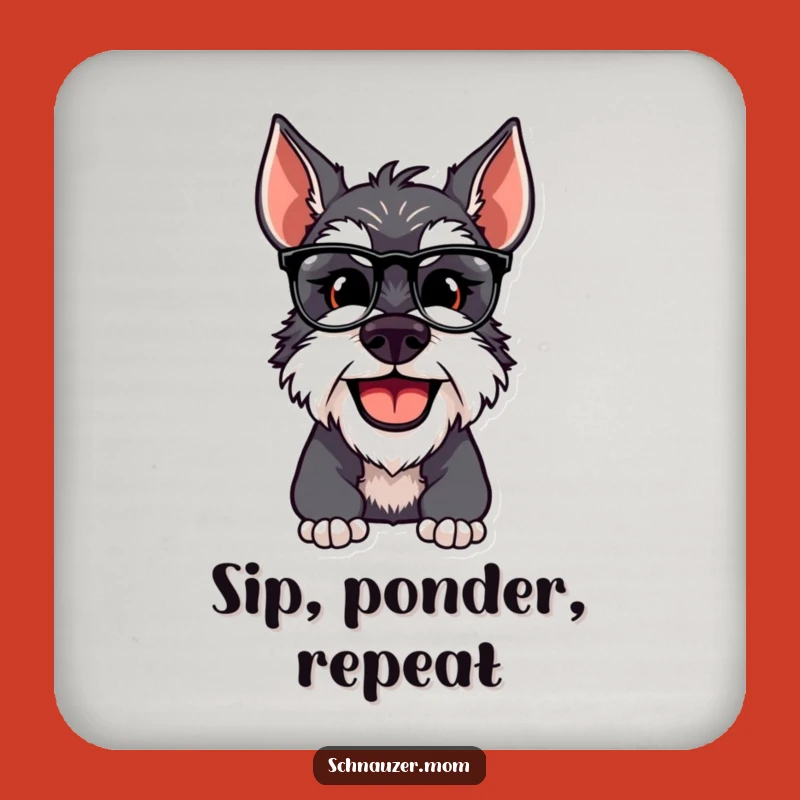 Funny Schnauzer Dog Adjusting Spectacles Coaster - Protect Surfaces with Style