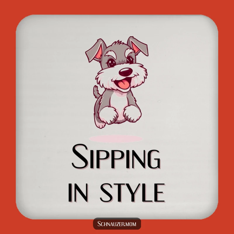 Funny Schnauzer Lady Trotting Coaster Set: Protect Surfaces with Joy Gift