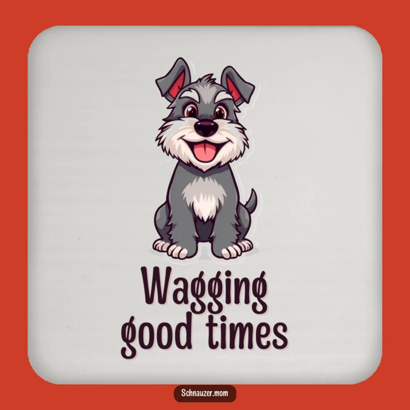 Funny Schnauzer Wagging Tail Coaster: Protect Surfaces with Doggy Fun!
