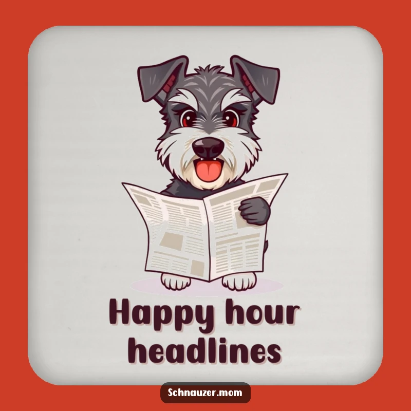 Funny Schnauzer Newspaper Fetch Coaster - Protect Surfaces with Care