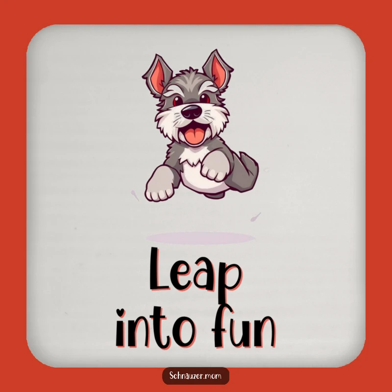Funny Kawaii Schnauzer Coaster: Energetic Leap, Happy Bark Protection