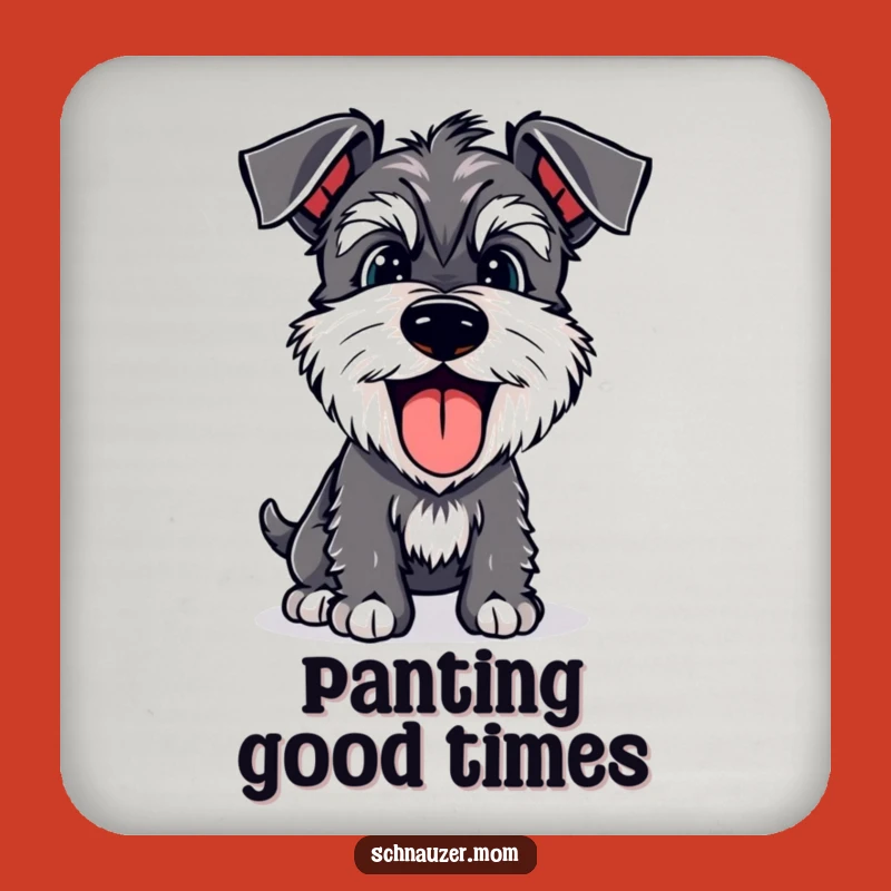 Set of Funny Schnauzer Panting Coasters: Happy Dog's Joyful Pant