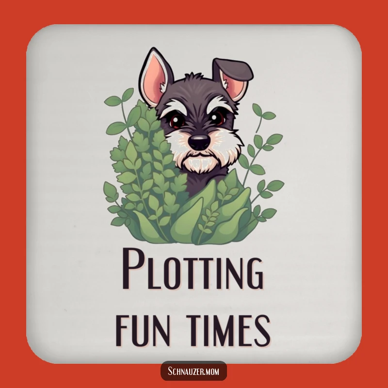 Set of Funny Schnauzer Peeking Coasters: Mischievous Dog's Sly Look