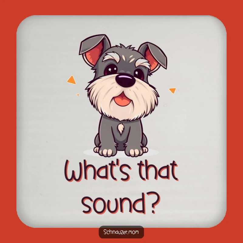 Funny Kawaii Schnauzer Coaster: Head Tilt Listening Dog, Humorous Gift