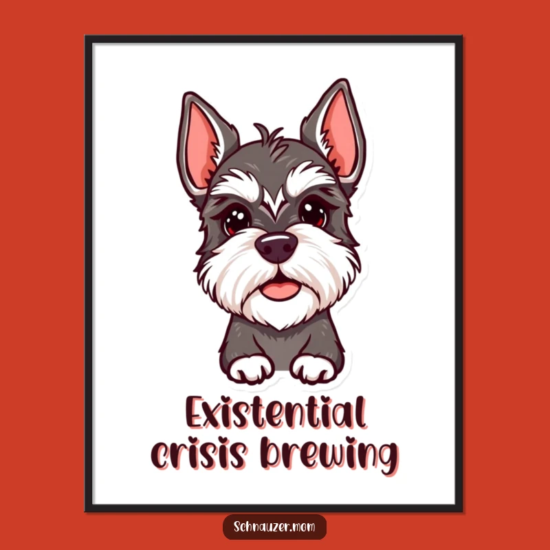 Funny Schnauzer Lady Poster - Quizzical Tilt, Whimsical Wall Art Gift