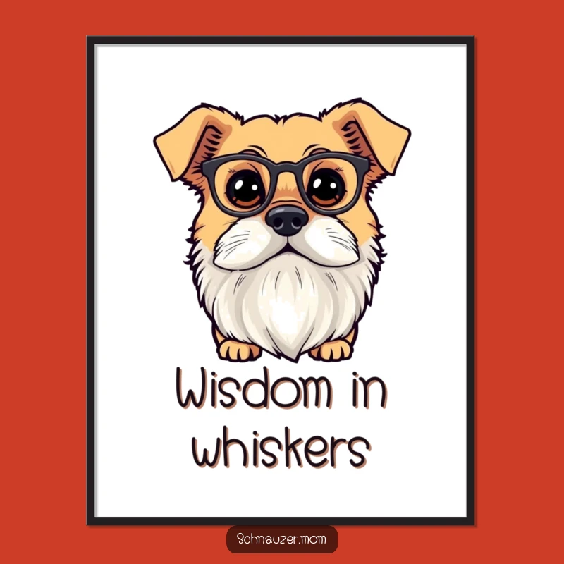 Funny Bearded Scholar Dog Poster - Tiny Spectacles Curious Art