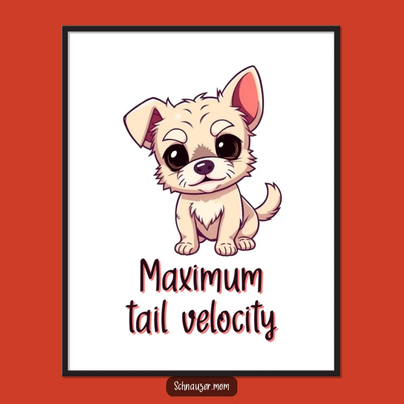 Funny Dog Poster: Expressive Eyebrows and Wagging Tail Art for a Joyful, Humorous Space!