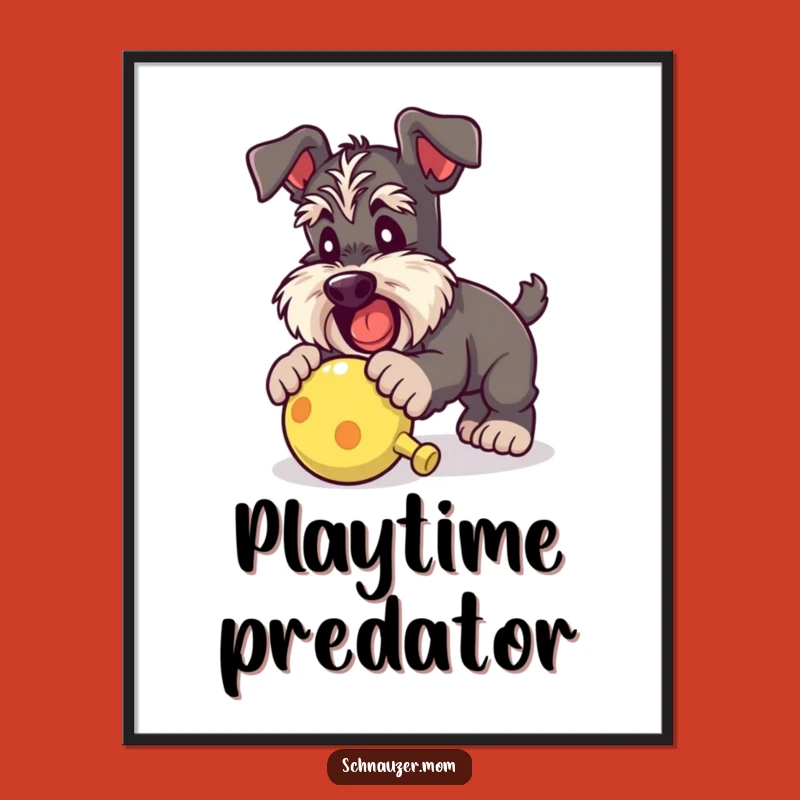 Funny Pouncing Schnauzer Lady Toy Poster: Playful Wall Art Gift