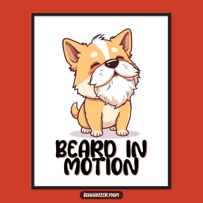 Funny Shaking Dog Poster: Beard Flying Art for a Humorous Space!