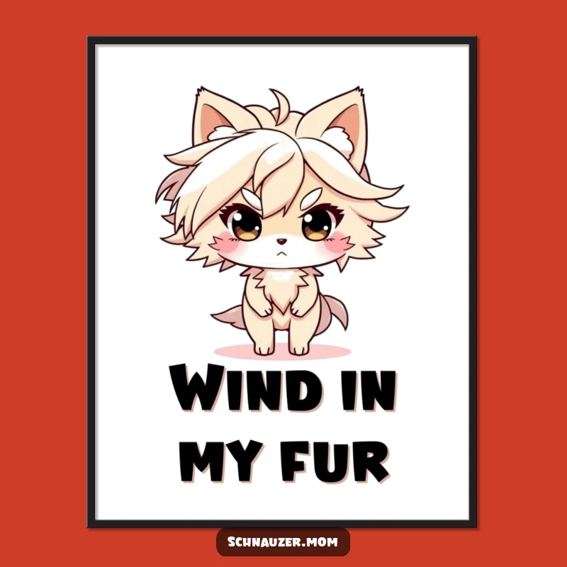 Funny Wall Art Poster: Determined Windblown Character, Perfect Motivational Decor