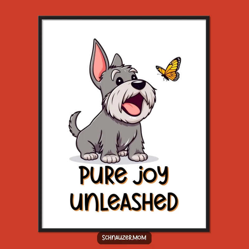 Funny Excited Schnauzer Poster: Capture Canine Joy on Your Walls!