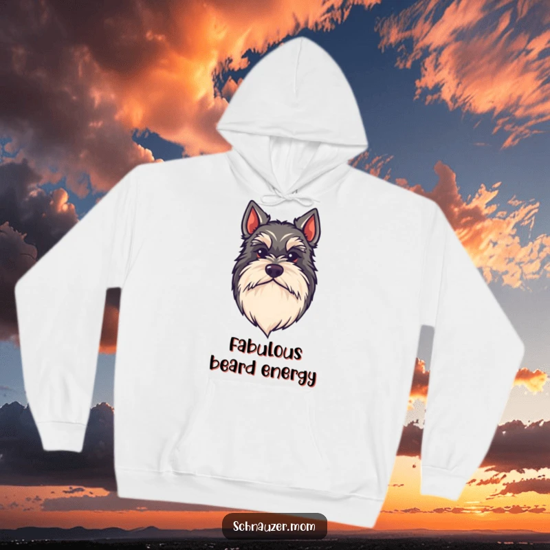 Funny kawaii Schnauzer hoodie, a dog with an impressive, bushy beard, cozy and stylish, perfect for dog lovers and gifting.