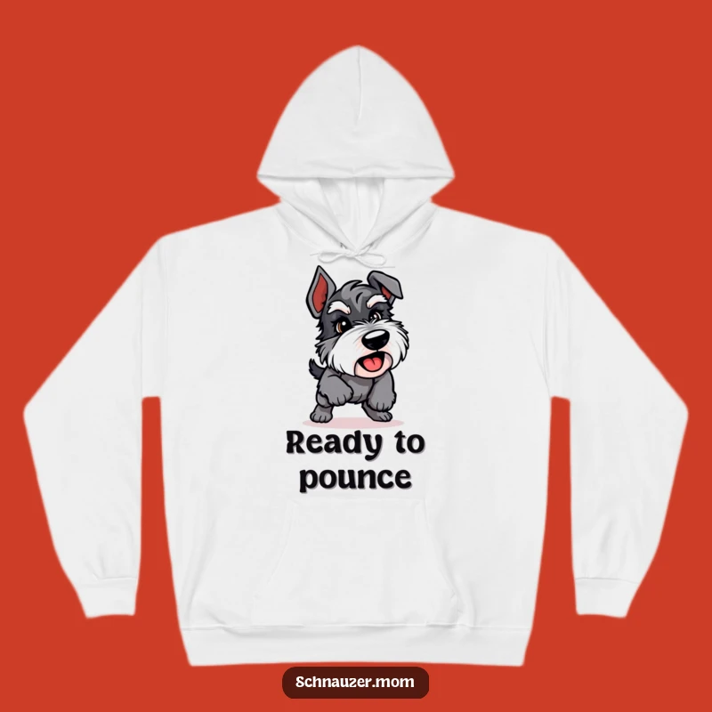Cozy Funny Playful Schnauzer Pounce Hoodie - Warm & Energetic Dog Gift.