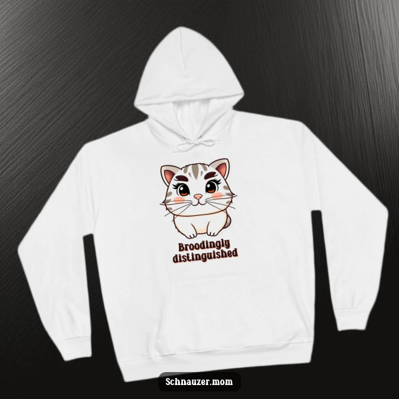 Funny Hoodie depicting a wise-looking character with notable bushy eyebrows and whiskers, offering both warmth and a humorous visual.