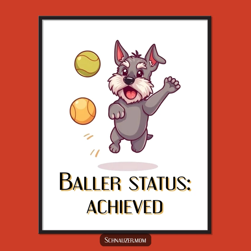 Free Printable Schnauzer Wall Art: Funny Dog Leaping for Ball Downloadable Decor