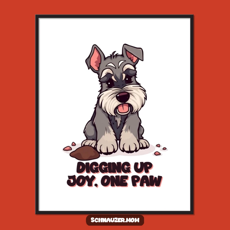 Free Printable Schnauzer Wall Art: Funny Digging Dog Downloadable Art Print