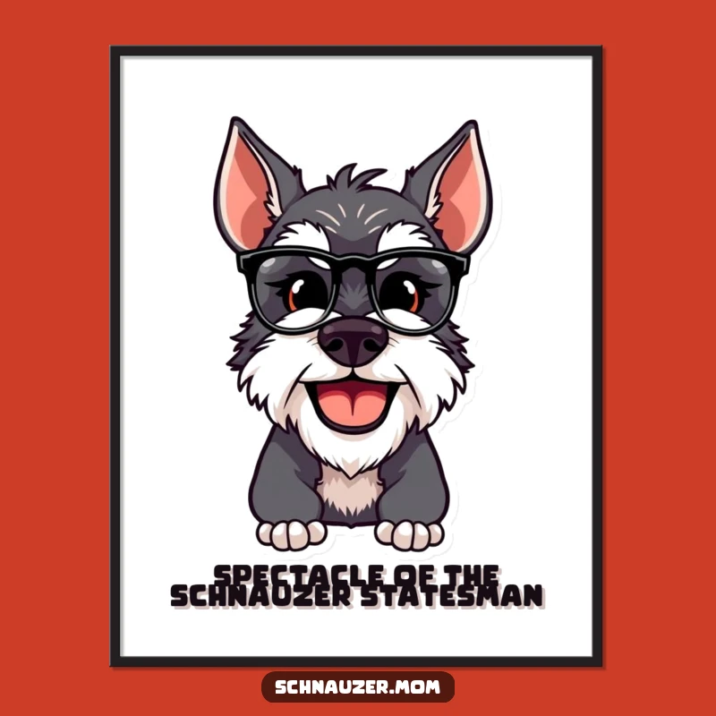 Free Printable Schnauzer Wall Art: Funny Dog with Spectacles, Quirky Downloadable Decor