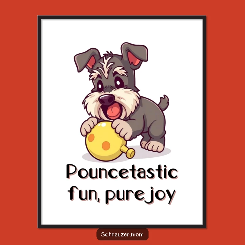 Free Printable Schnauzer Wall Art: Funny Pouncing Dog Downloadable Art Print