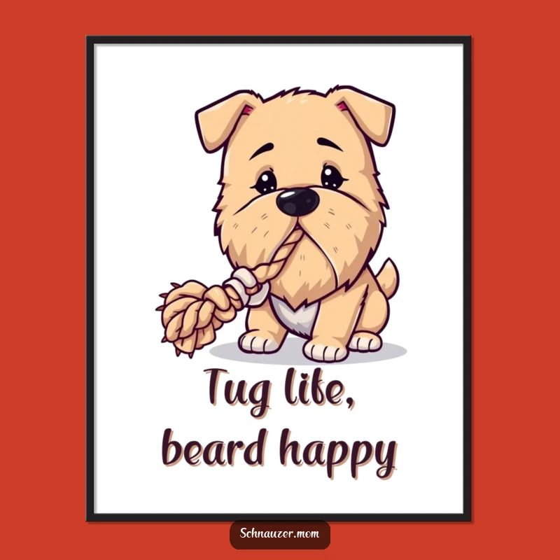 Free Printable Wall Art: Bearded Dog Tug-of-War Adds Playful Charm to Your Walls
