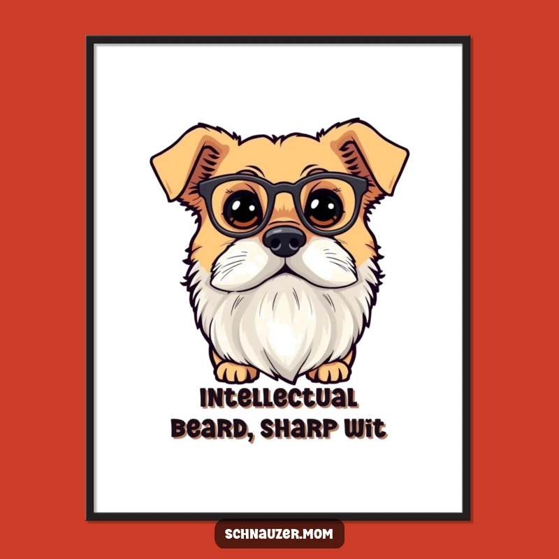 Free Printable Wall Art: Curious Bearded Dog w/ Spectacles - Funny Downloadable Decor