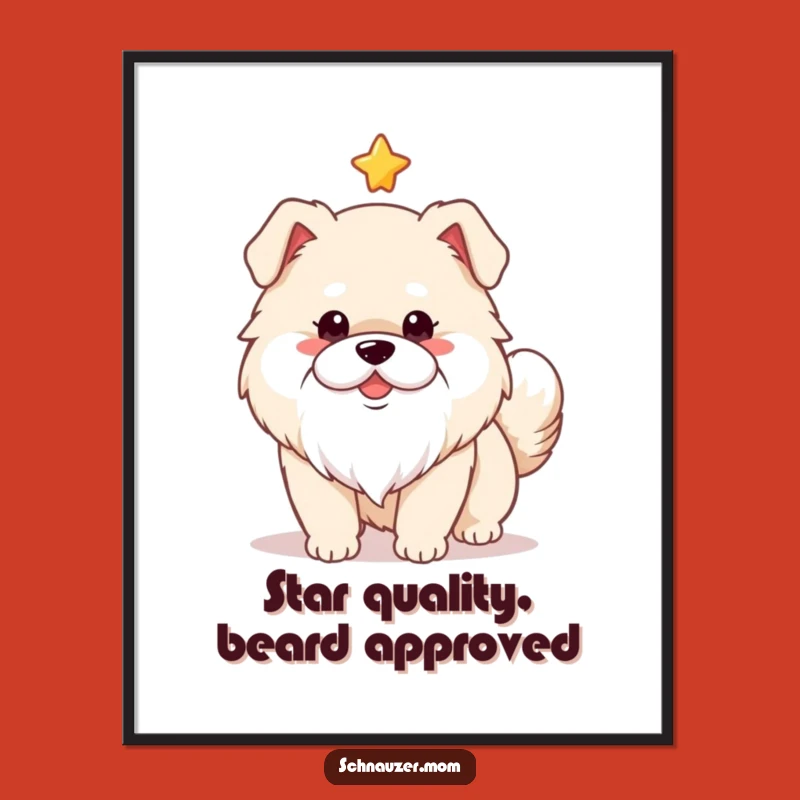 Free Printable Wall Art: Fluffy Bearded Dog Starry Night - Funny Downloadable Home Decor