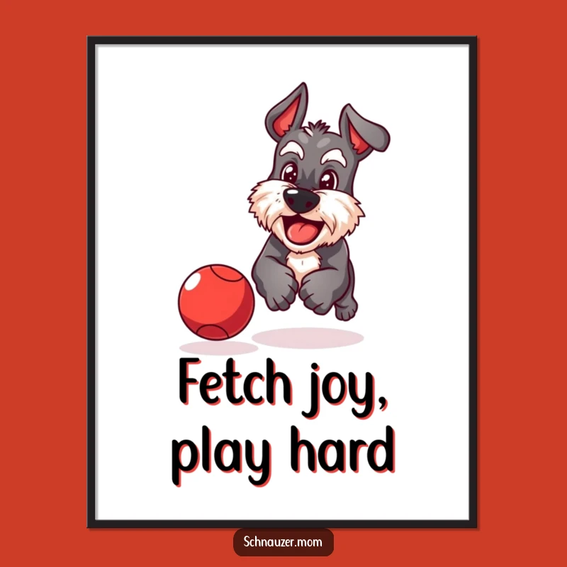 Free Printable Wall Art: Schnauzer Ball Chase - Humorous Dog Art Download