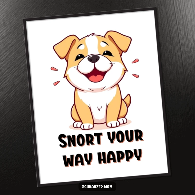 Funny Free Printable Wall Art: A dog is visually depicted mid-snort, exuding pure, contagious amusement and happiness.