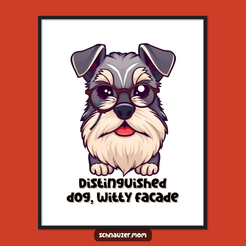 Free Printable Wall Art: Sophisticated Schnauzer with Monocle, Dapper Dog Decor, Funny Downloadable