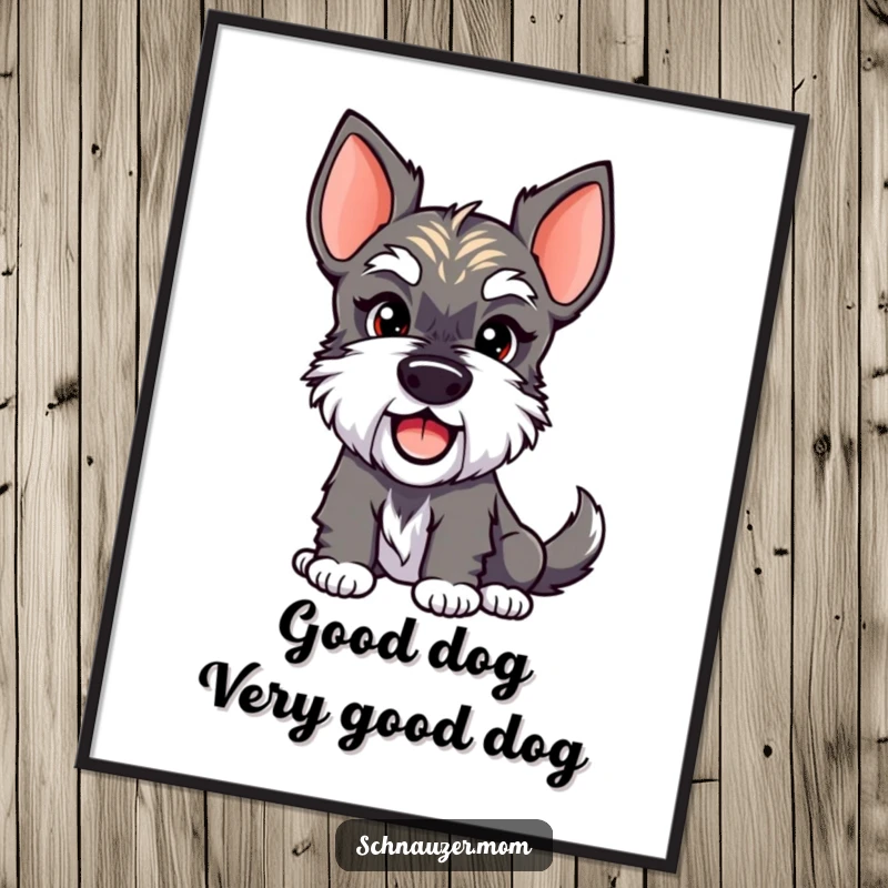 Funny Free Printable Schnauzer Wall Art: a cheeky dog with a playful smirk and wagging tail, bringing joy to any room.