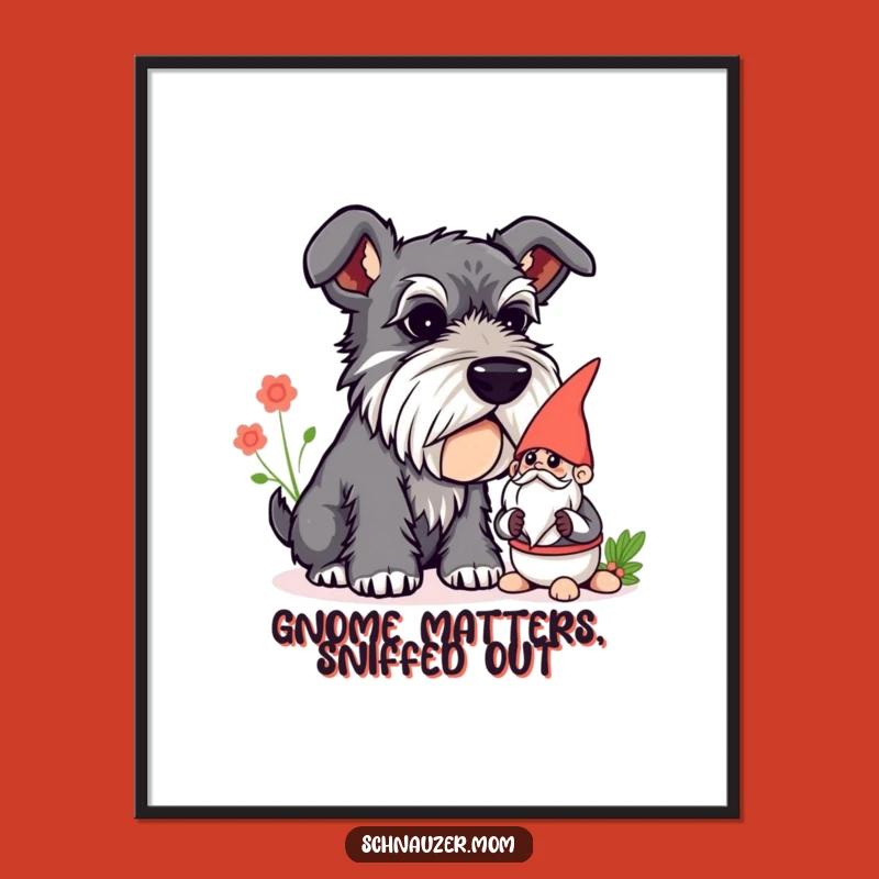 Free Printable Wall Art: Curious Schnauzer Gnome - Funny Dog Downloadable Decor