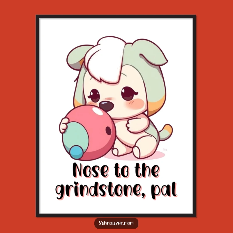 Free Printable Wall Art: Eager Dog Nudging Toy, Funny Downloadable Decor