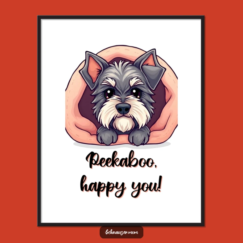 Funny Free Printable Wall Art: Cozy Kawaii Schnauzer Peek