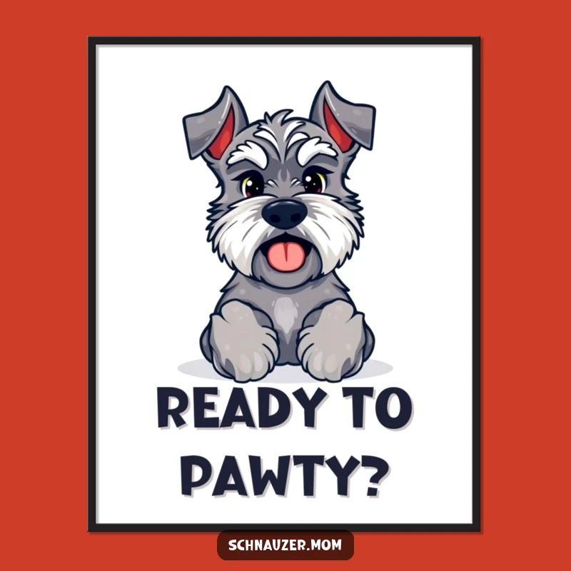 Funny Free Printable Wall Art: Kawaii Schnauzer Playful Game Invite