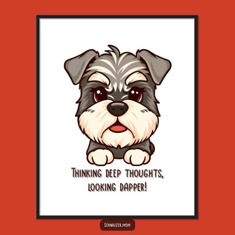 Funny Free Printable Wall Art: Thoughtful Schnauzer - Quirky Downloadable Decor for Dog Lovers!