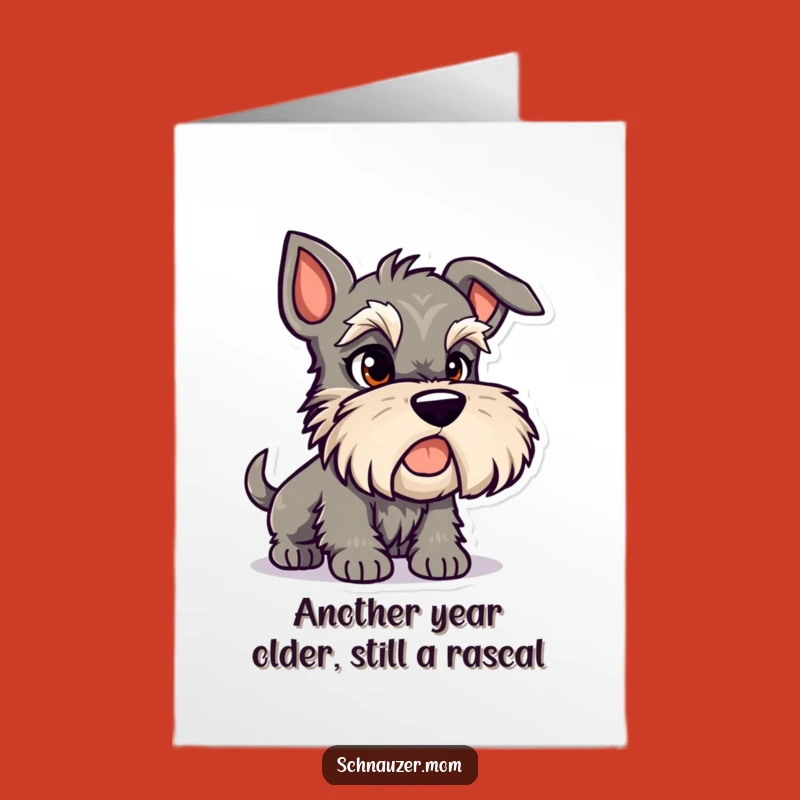 Free Printable Mischief Schnauzer Birthday Card: Funny Dog Downloadable Gift Surprise