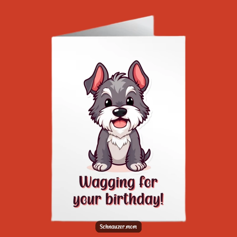 Free Printable Birthday Card: Funny Kawaii Schnauzer Comical Pose