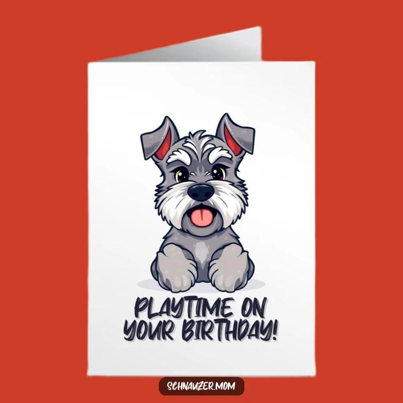 Free Printable Birthday Card: Funny Kawaii Schnauzer Play Invite