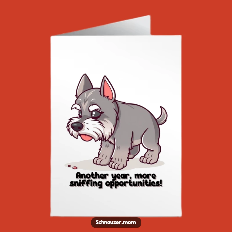 Schnauzer Birthday Card Free Printable: Curious Dog Sniffing Downloadable Gift