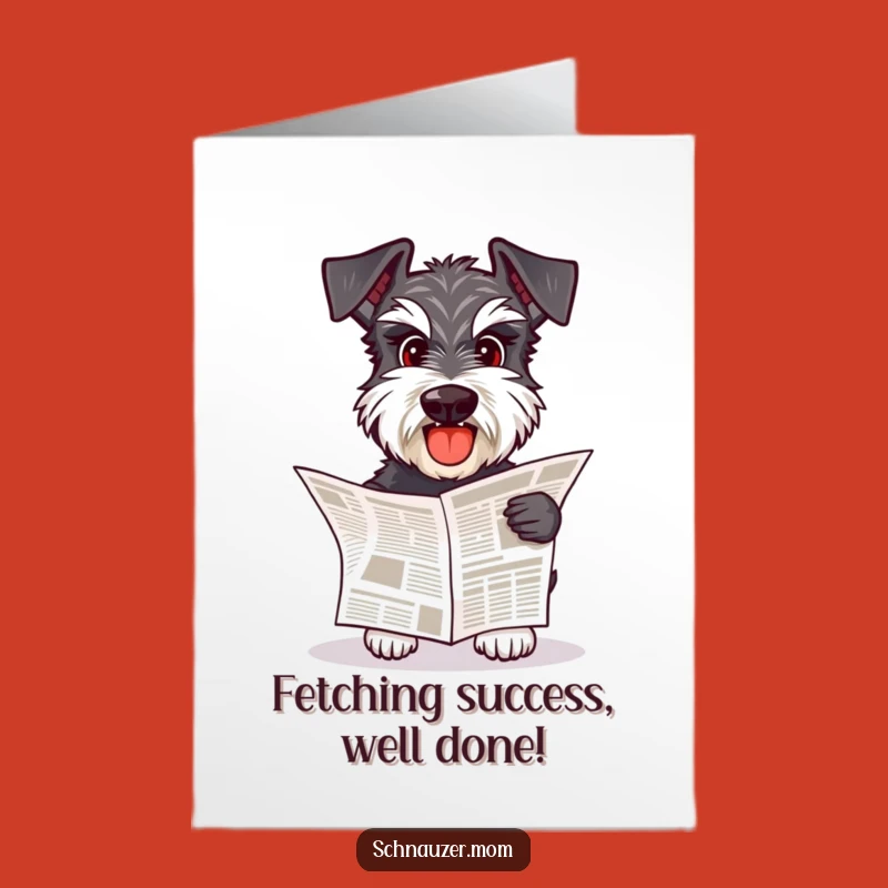 Free Printable Schnauzer Congrats Card: Newspaper Fetching Dog, Downloadable News