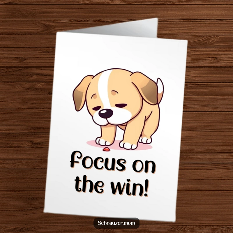 Free Printable Congratulations Card: A dog intently inspects something on the ground, mirroring focus on your grand achievement.