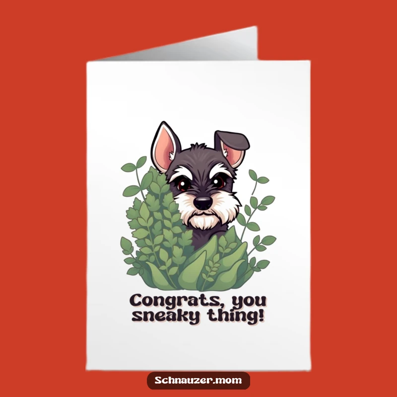 Free Printable Congrats Card: Cheeky Schnauzer Dog, Playful Downloadable Greeting for Surprises