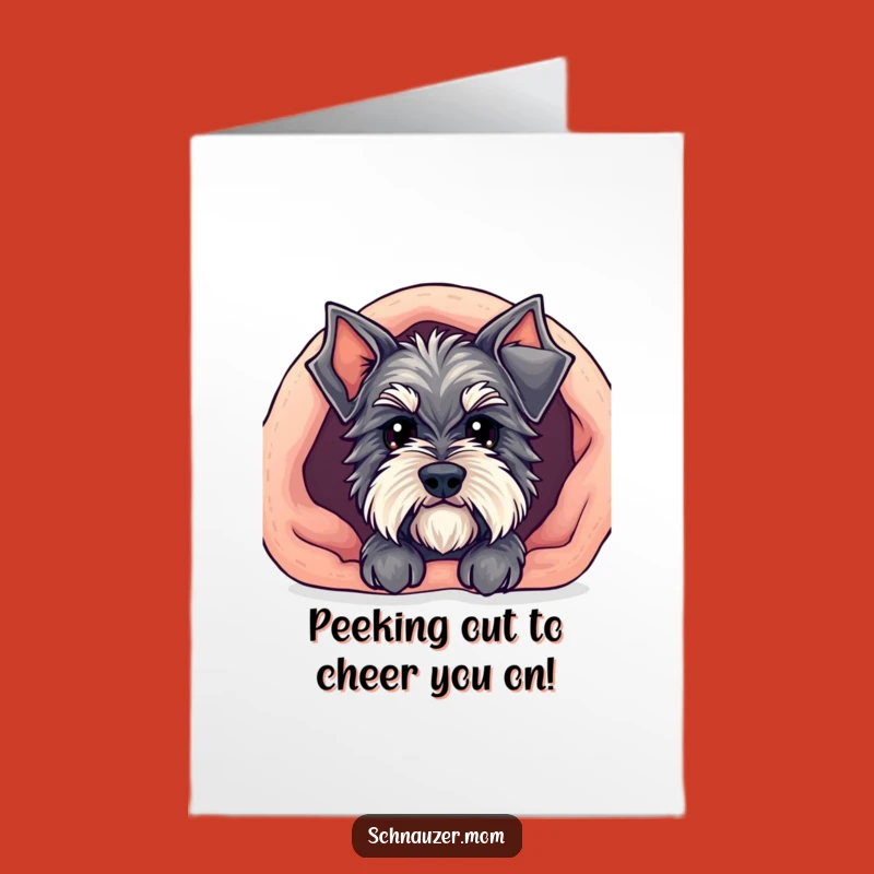 Free Printable Congrats Card: Cozy Kawaii Schnauzer Celebration Peek