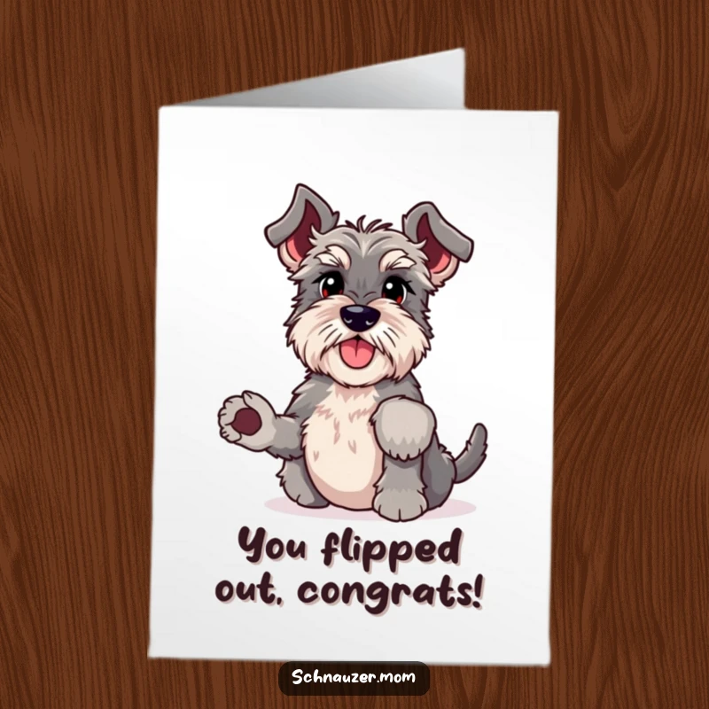 Funny Free Printable Congratulations Card: A dog performing a hilarious headstand with its paws amusingly wiggling.