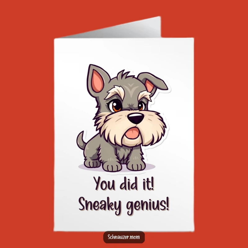 Free Printable Mischief Schnauzer Congrats Card: Funny Dog Downloadable Gift